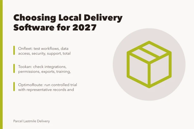 Card comparing local delivery software options for 2027 subscription decisions. Which local delivery software deserves the subscription for 2027