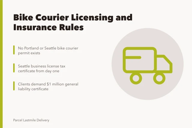 Card on bike courier permits, licenses and insurance in Portland and Seattle. Bike courier permits and insurance in Portland and Seattle