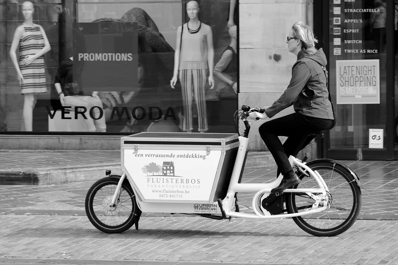 woman, cargo bike, means of transport, bicycle, transportation, cargo bike, cargo bike, cargo bike, cargo bike, cargo bike. Local delivery equipment essentials for a new business