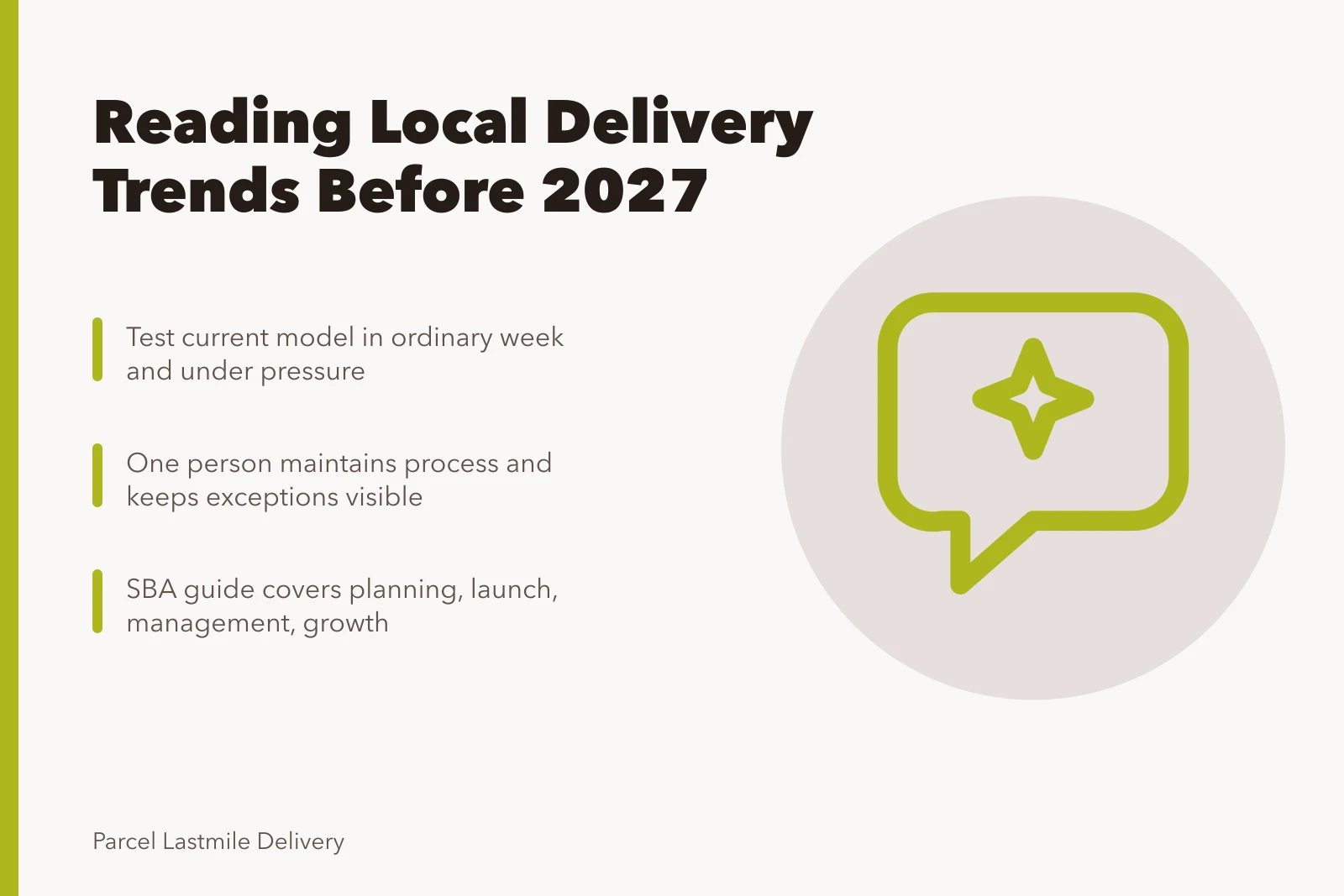 Card on local delivery trends, testing current model and SBA guidance. Reading local delivery trends before they reach your books for 2027